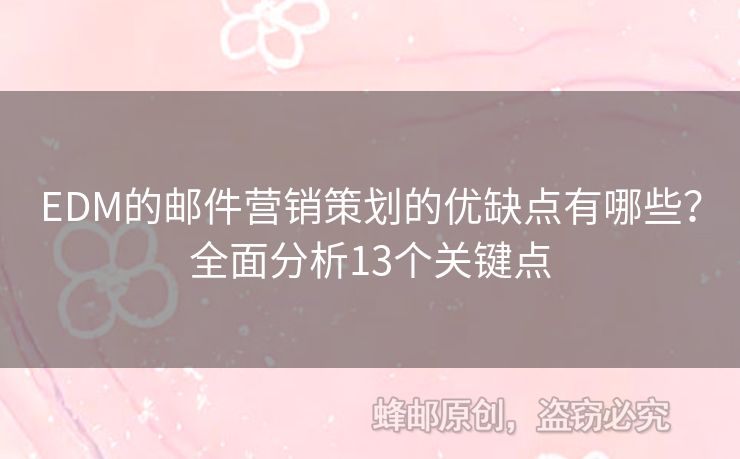 EDM的郵件營銷策劃的優(yōu)缺點(diǎn)有哪些？全面分析13個(gè)關(guān)鍵點(diǎn)