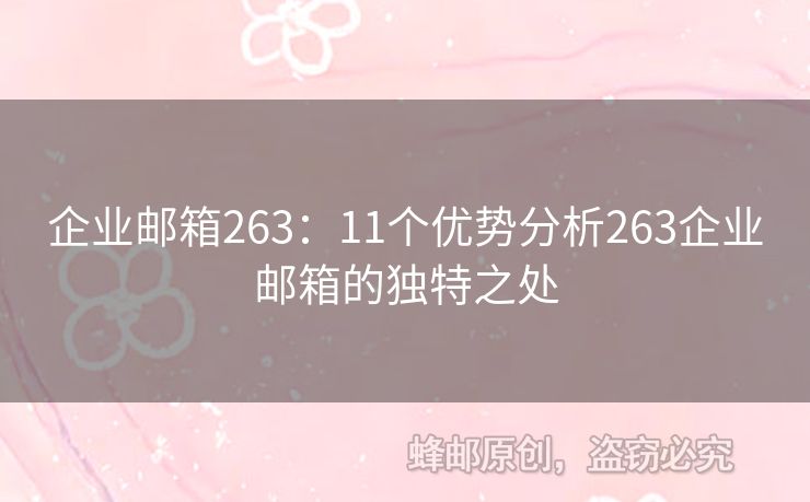 企業(yè)郵箱263：11個(gè)優(yōu)勢分析263企業(yè)郵箱的獨(dú)特之處
