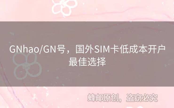 GNhao/GN號，國外SIM卡低成本開戶最佳選擇