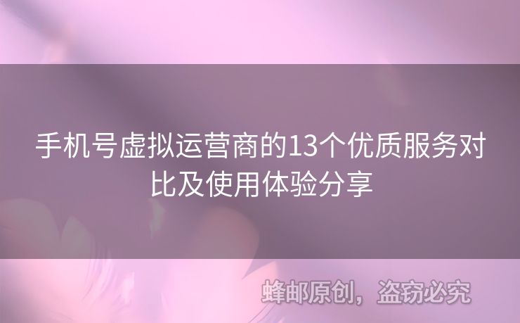手機(jī)號(hào)虛擬運(yùn)營商的13個(gè)優(yōu)質(zhì)服務(wù)對(duì)比及使用體驗(yàn)分享