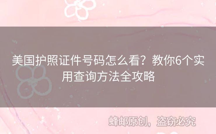 美國(guó)護(hù)照證件號(hào)碼怎么看？教你6個(gè)實(shí)用查詢(xún)方法全攻略