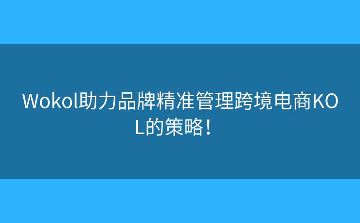 Wokol助力品牌精準管理跨境電商KOL的策略！ 