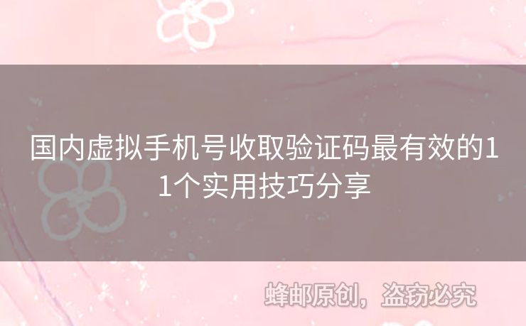國內(nèi)虛擬手機(jī)號(hào)收取驗(yàn)證碼最有效的11個(gè)實(shí)用技巧分享