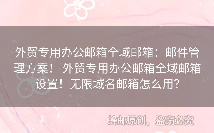 外貿(mào)專(zhuān)用辦公郵箱全域郵箱：郵件管理方案！ 外貿(mào)專(zhuān)用辦公郵箱全域郵箱設(shè)置！無(wú)限域名郵箱怎么用？