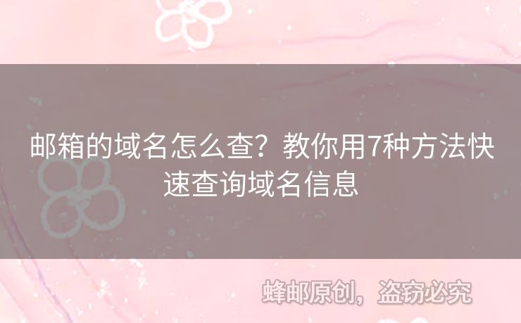郵箱的域名怎么查？教你用7種方法快速查詢域名信息