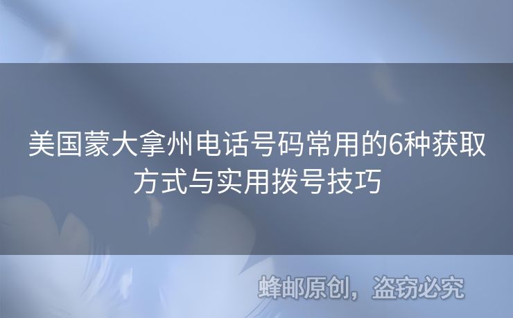 美國蒙大拿州電話號碼常用的6種獲取方式與實用撥號技巧