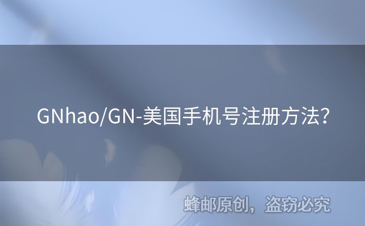 GNhao/GN-美國手機號注冊方法？