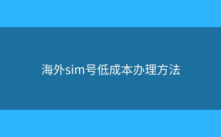 海外sim號低成本辦理方法 海外sim號低成本辦理方法
