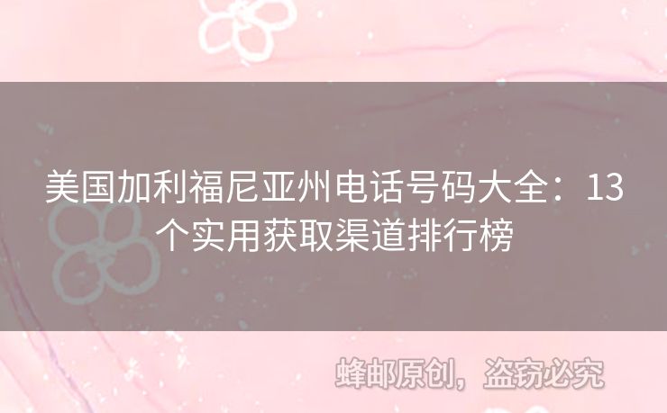 美國(guó)加利福尼亞州電話(huà)號(hào)碼大全：13個(gè)實(shí)用獲取渠道排行榜