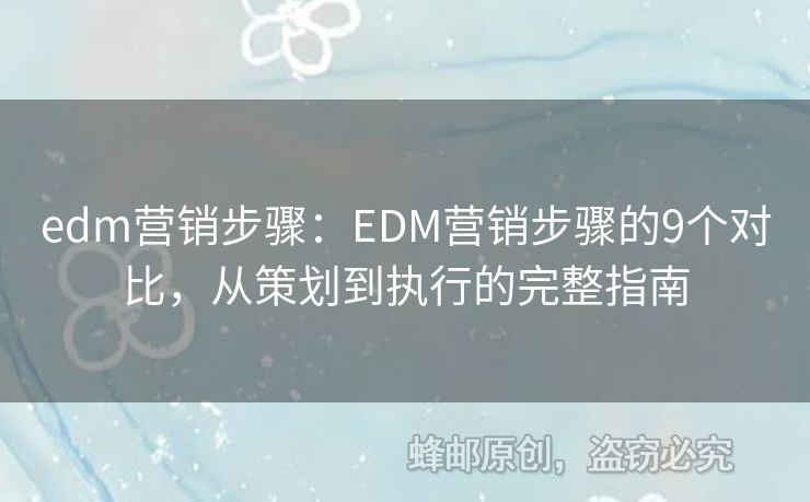 edm營銷步驟：EDM營銷步驟的9個(gè)對(duì)比，從策劃到執(zhí)行的完整指南