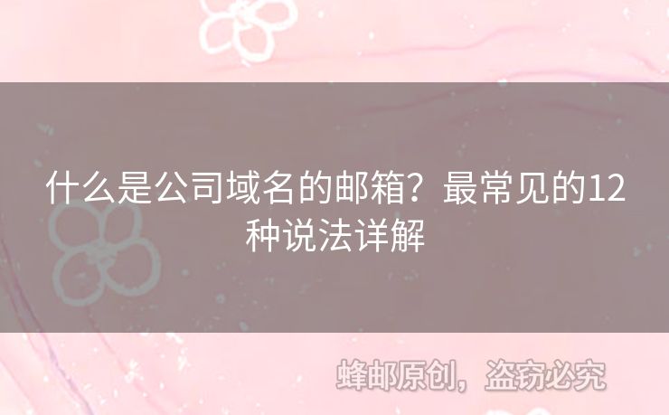 什么是公司域名的郵箱？最常見(jiàn)的12種說(shuō)法詳解