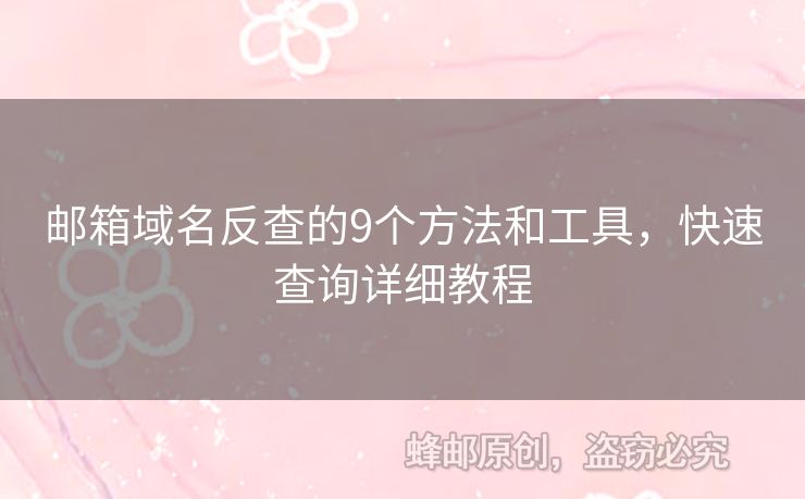 郵箱域名反查的9個(gè)方法和工具，快速查詢?cè)敿?xì)教程