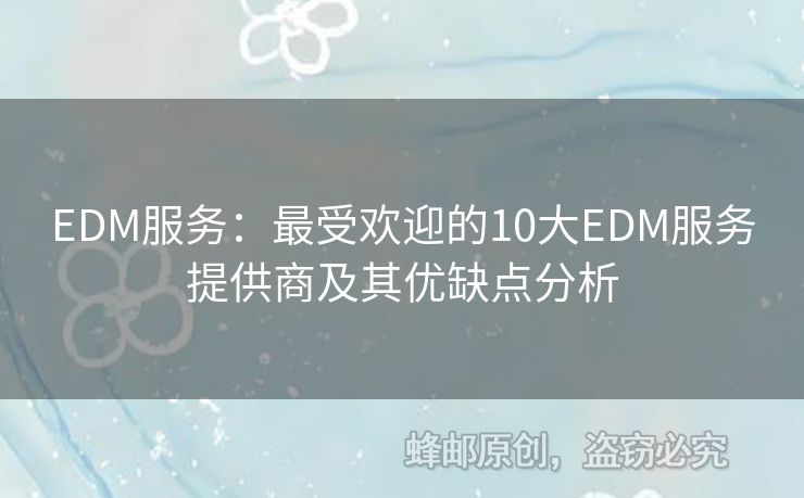 EDM服務(wù)：最受歡迎的10大EDM服務(wù)提供商及其優(yōu)缺點(diǎn)分析
