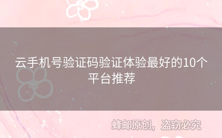 云手機(jī)號驗(yàn)證碼驗(yàn)證體驗(yàn)最好的10個(gè)平臺推薦