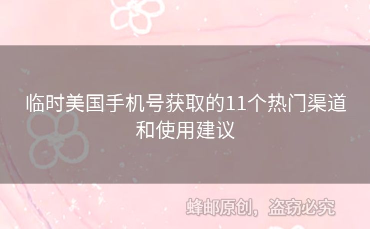 臨時(shí)美國(guó)手機(jī)號(hào)獲取的11個(gè)熱門渠道和使用建議