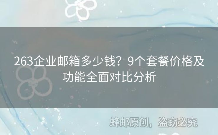 263企業(yè)郵箱多少錢？9個套餐價格及功能全面對比分析