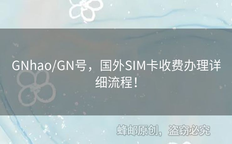 GNhao/GN號(hào)，國外SIM卡收費(fèi)辦理詳細(xì)流程！