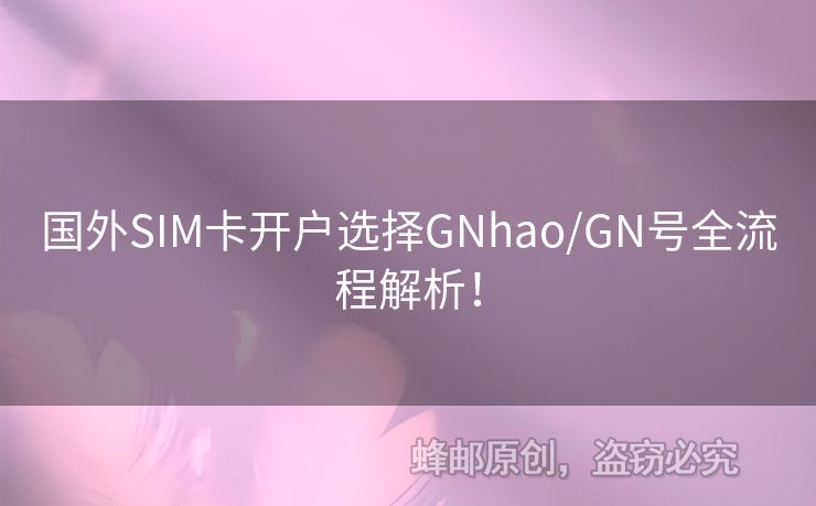 國外SIM卡開戶選擇GNhao/GN號全流程解析！