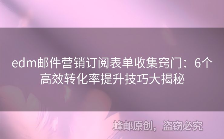 edm郵件營銷訂閱表單收集竅門：6個(gè)高效轉(zhuǎn)化率提升技巧大揭秘
