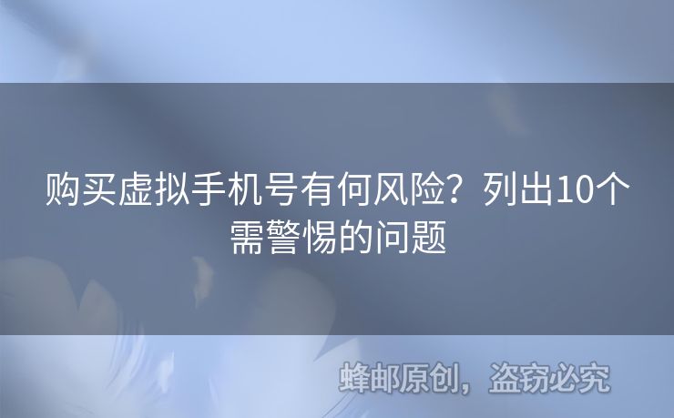 購買虛擬手機號有何風(fēng)險？列出10個需警惕的問題