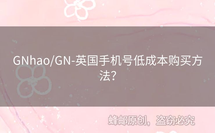 GNhao/GN-英國手機號低成本購買方法？