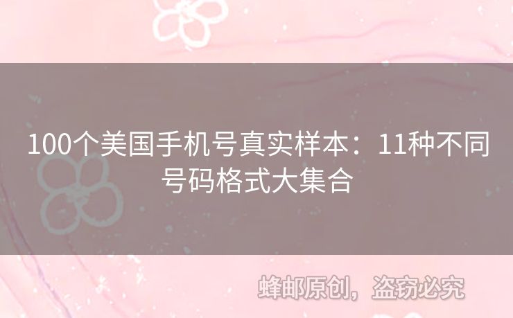 100個(gè)美國(guó)手機(jī)號(hào)真實(shí)樣本：11種不同號(hào)碼格式大集合