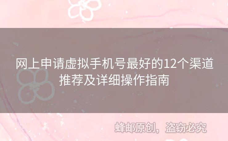 網(wǎng)上申請(qǐng)?zhí)摂M手機(jī)號(hào)最好的12個(gè)渠道推薦及詳細(xì)操作指南