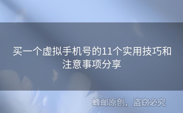 買一個虛擬手機號的11個實用技巧和注意事項分享