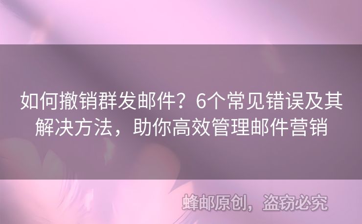 如何撤銷群發(fā)郵件？6個(gè)常見錯(cuò)誤及其解決方法，助你高效管理郵件營(yíng)銷