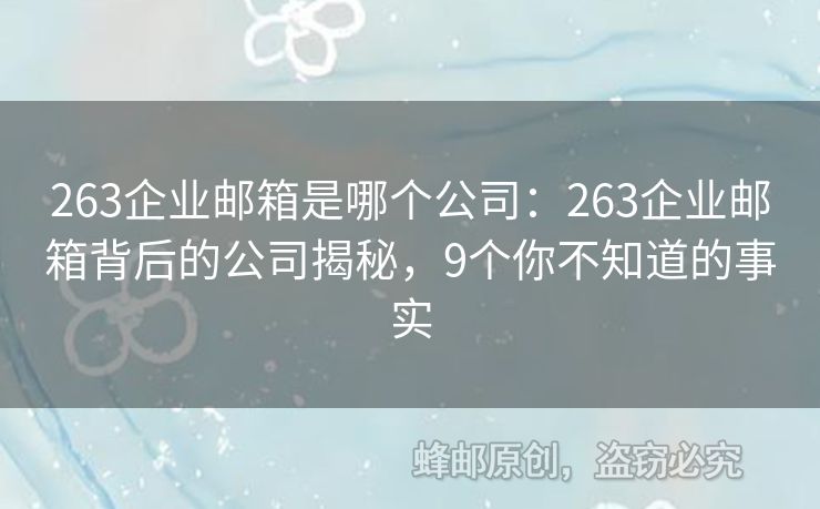 263企業(yè)郵箱是哪個公司：263企業(yè)郵箱背后的公司揭秘，9個你不知道的事實