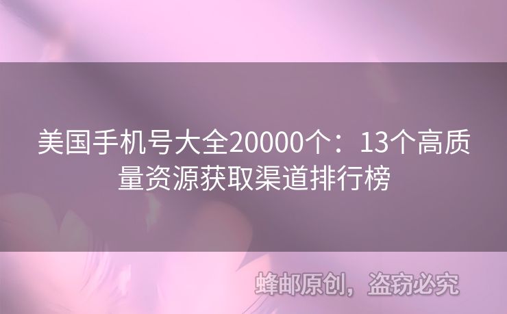 美國手機號大全20000個：13個高質量資源獲取渠道排行榜