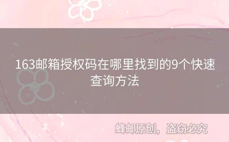 163郵箱授權(quán)碼在哪里找到的9個(gè)快速查詢方法