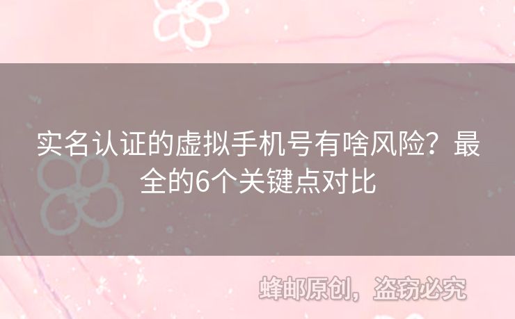 實名認證的虛擬手機號有啥風險？最全的6個關鍵點對比