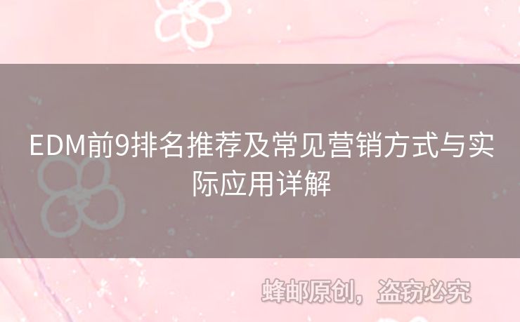 EDM前9排名推薦及常見營(yíng)銷方式與實(shí)際應(yīng)用詳解