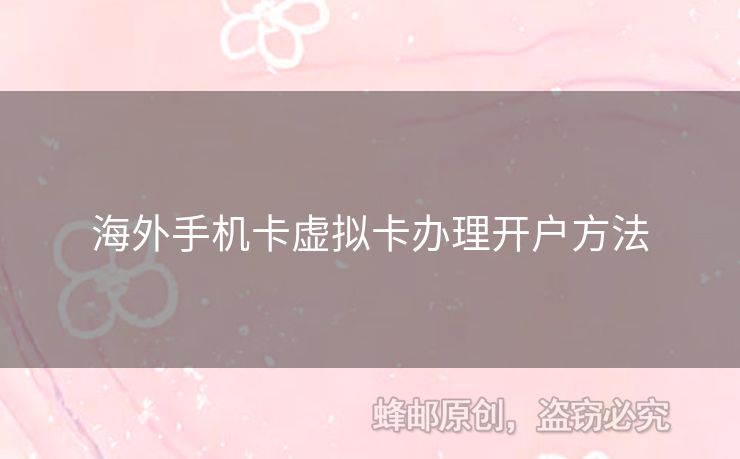 海外手機(jī)卡虛擬卡辦理開戶方法