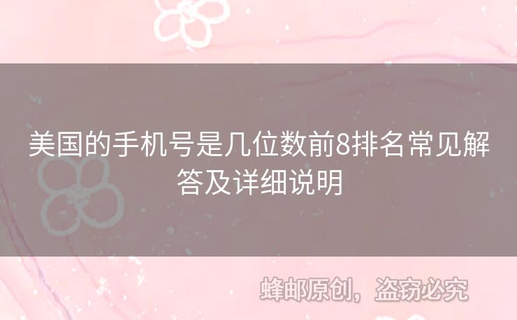 美國(guó)的手機(jī)號(hào)是幾位數(shù)前8排名常見(jiàn)解答及詳細(xì)說(shuō)明