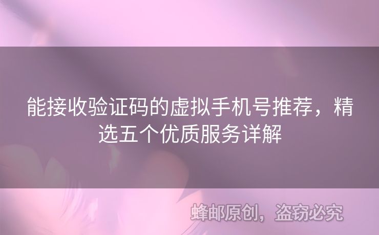 能接收驗(yàn)證碼的虛擬手機(jī)號(hào)推薦，精選五個(gè)優(yōu)質(zhì)服務(wù)詳解
