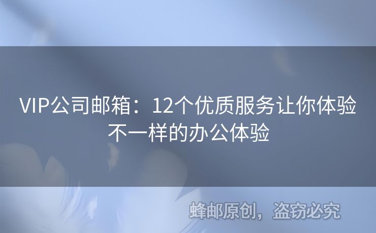 VIP公司郵箱：12個(gè)優(yōu)質(zhì)服務(wù)讓你體驗(yàn)不一樣的辦公體驗(yàn)