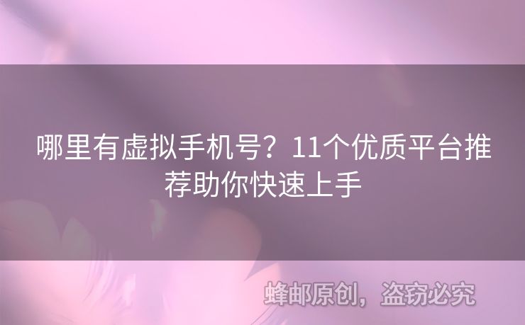 哪里有虛擬手機(jī)號(hào)？11個(gè)優(yōu)質(zhì)平臺(tái)推薦助你快速上手