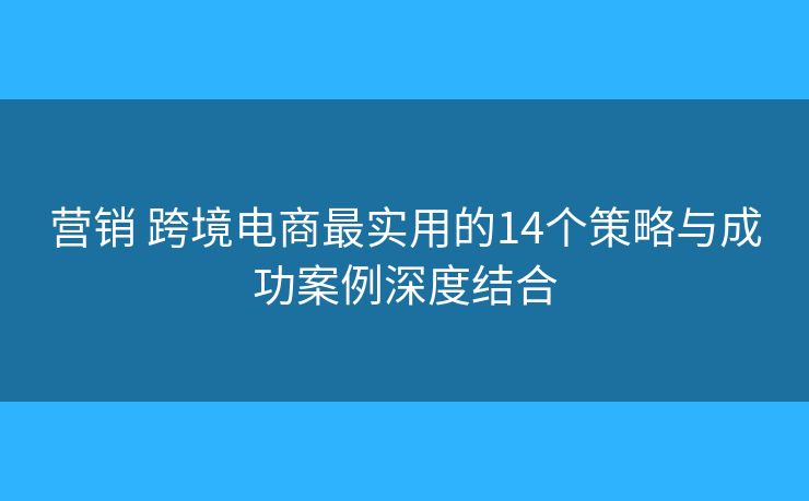 營銷 跨境電商最實(shí)用的14個策略與成功案例深度結(jié)合