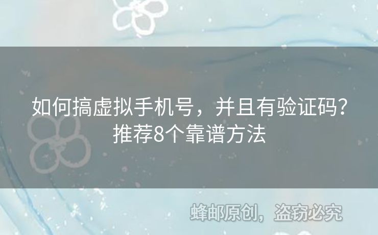 如何搞虛擬手機號，并且有驗證碼？推薦8個靠譜方法