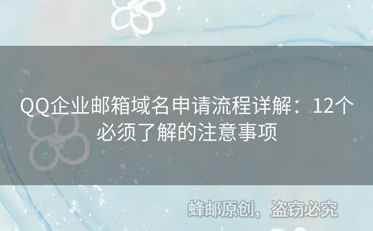 QQ企業(yè)郵箱域名申請(qǐng)流程詳解：12個(gè)必須了解的注意事項(xiàng)