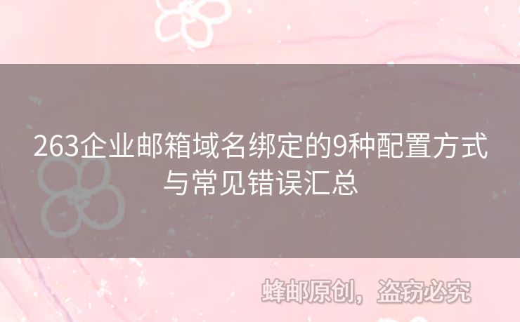 263企業(yè)郵箱域名綁定的9種配置方式與常見錯誤匯總