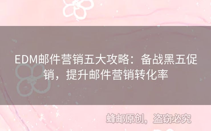 EDM郵件營(yíng)銷(xiāo)五大攻略：備戰(zhàn)黑五促銷(xiāo)，提升郵件營(yíng)銷(xiāo)轉(zhuǎn)化率